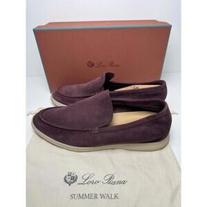 Loro Piana Summer Walk Suede Loafers Mosto Burgundy SZ 45